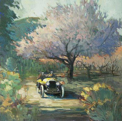Francis Livingston, Apricots, Canyon Road, oil on panel 24" x 24"