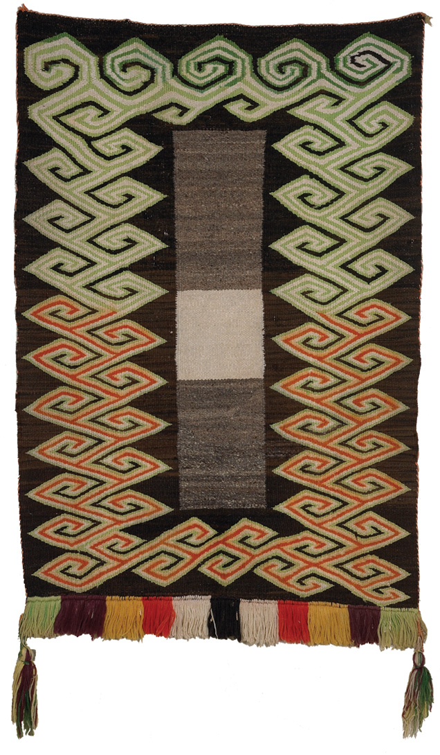 Navajo Fancy Double Saddle Blanket c. 1920 49 x 32 Navajo Fancy Double Saddle Blanket