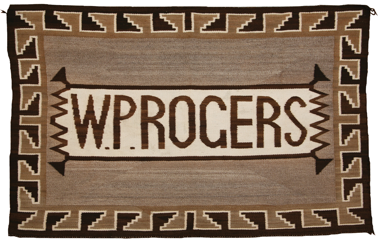 Navajo Double Saddle Pictorial Blanket WP Rogers (Will Rogers) c. 1925 45 x 31 Navajo Double Saddle Pictorial Blanket WP Rogers (Will Rogers) c. 1925 45 x 31