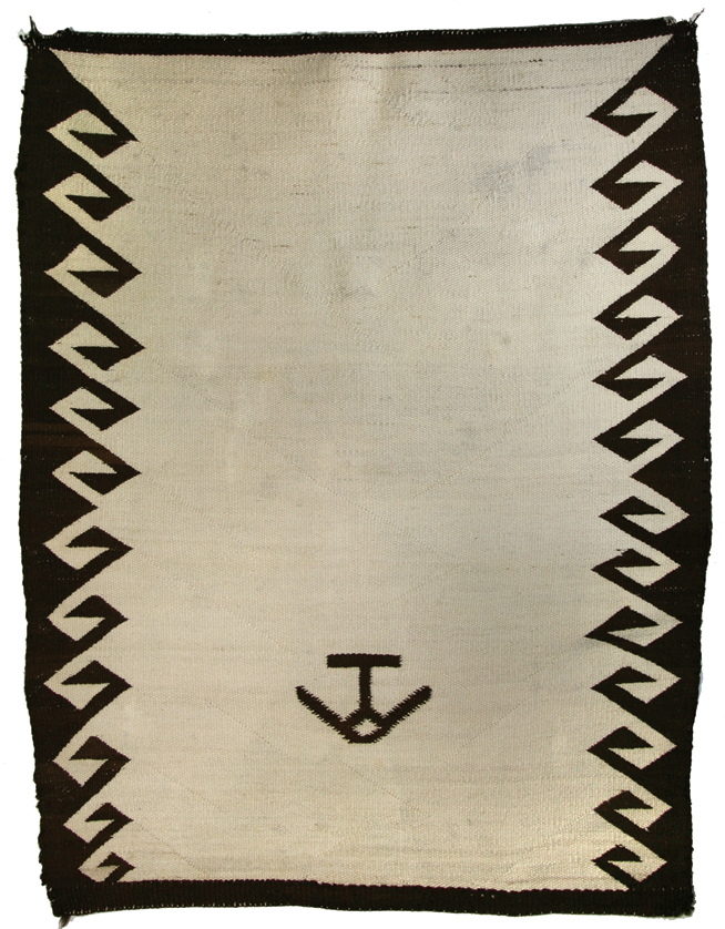 Navajo Double Saddle Blanket with Hashknife Ranch Brand c. turn of the century 50 x 38.5 Navajo Double Saddle Blanket with Hashknife Ranch Brand c. turn of the century 50 x 38.5